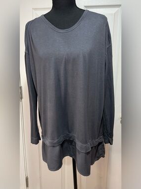 ecru Slate Gray Layered Long Sleeve Top